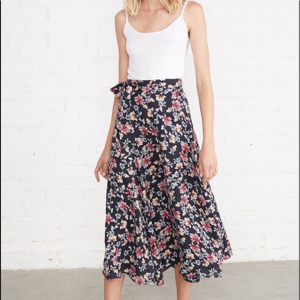 Amour Vert Flora Dahlia black wrap skirt